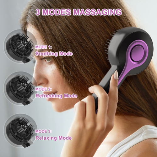 Electric Scalp Massage Brush, Portable 3-Mode Vibrating Head Massager, Handheld Kneading, Grabbing Tool for Relaxation, Hair Growth