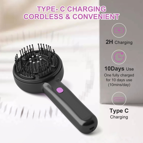 Electric Scalp Massage Brush, Portable 3-Mode Vibrating Head Massager, Handheld Kneading, Grabbing Tool for Relaxation, Hair Growth