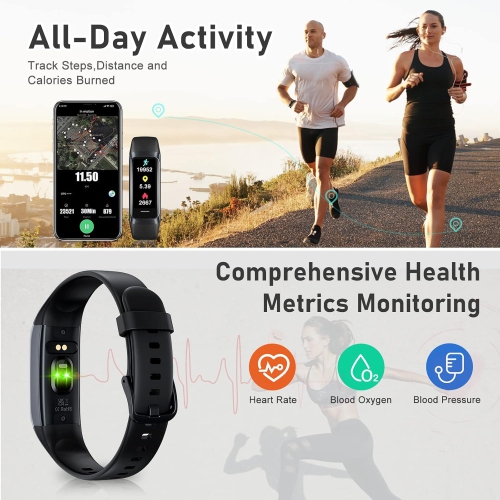 Fitness Tracker with 24/7 Heart Rate,Blood Oxygen Blood Pressure Sleep Monitor,Activity Trackers Step Calorie Counter Pedometer Health Smart Watch