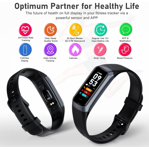 Fitness Tracker with 24/7 Heart Rate,Blood Oxygen Blood Pressure Sleep Monitor,Activity Trackers Step Calorie Counter Pedometer Health Smart Watch