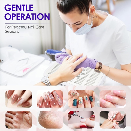 Turbine Brushless Nail Vacuum Cleaner, 48W USB Rechargeable Nail Dust Collector, Portable Nail Tool for Travel and Home Use