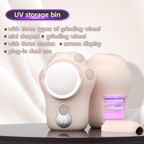 Electric Foot Grinder with Purple Light, Storage Box and Digital Display, Wireless Portable Foot Grinder for Home Foot Care