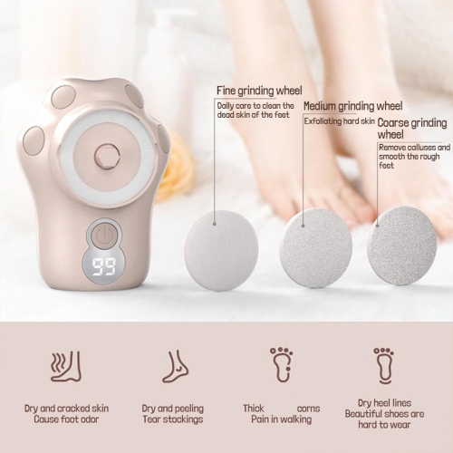 Electric Foot Grinder with Purple Light, Storage Box and Digital Display, Wireless Portable Foot Grinder for Home Foot Care