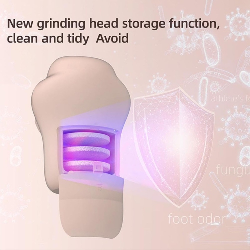 Electric Foot Grinder with Purple Light, Storage Box and Digital Display, Wireless Portable Foot Grinder for Home Foot Care