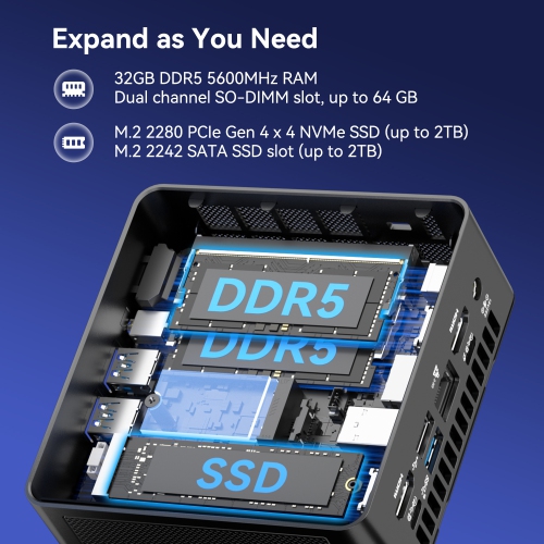 GEEKOM IT15 Mini PC, The Most Powerful 15th Gen Intel Core Ultra9-285H, 32GB DDR5& 2TB M.2 2280 NVMe Gen4*4 SSD, Mini Desktop Win11 Pro,