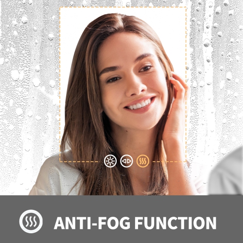 LUVODI 24" Round LED Bathroom Mirror with Lights Black Frame Adjustable Strap Illuminated Bathroom Mirror with Demister, Touch Sensor Switch Large