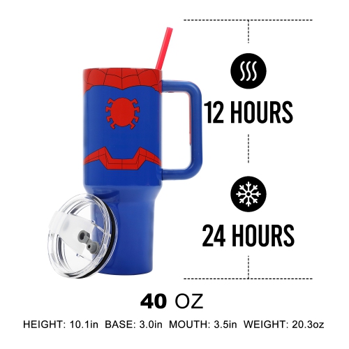 Gobelet en acier inoxydable avec poignée et paille de 40&nbsp;oz