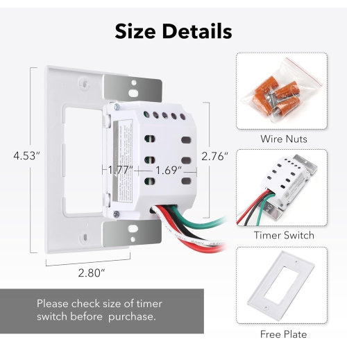 BN-LINK Digital Wall Timer – Push-button countdown for exhaust/bathroom fans. Neutral required, wall plate, white.