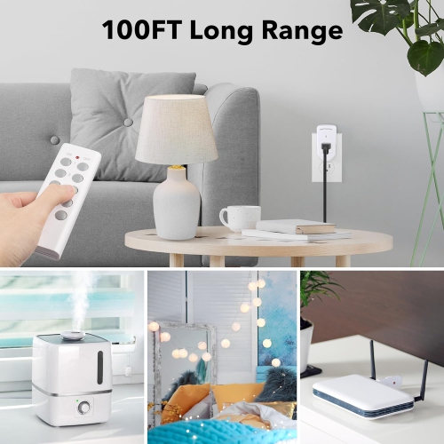 BN-LINK Wireless Remote Control Electrical Outlet Switch for Lights, Fans, Christmas Lights, Small Appliance, Long Range 10A/1200W,2 Remote + 5