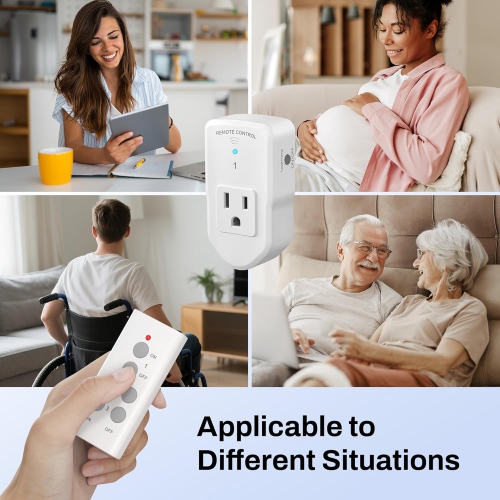 BN-LINK Wireless Remote Control Electrical Outlet Switch for Lights, Fans, Christmas Lights, Small Appliance, Long Range 1200W/10A, White