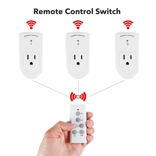 BN-LINK Wireless Remote Control Electrical Outlet Switch for Lights, Fans, Christmas Lights, Small Appliance, Long Range 10A/1200W, 1 Remote + 1