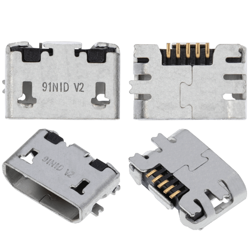 ESOURCE PARTS  Replacement Charging Port Soldering Required - 05 Pin - Micro B - 2 Anchor Points (C044)