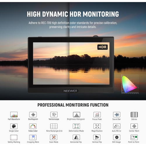 NEEWER F500 5.5 Inch Camera Field Monitor, HDR Touch Screen with 3D LUT by NEEWER - Refurbished condition - Image 4