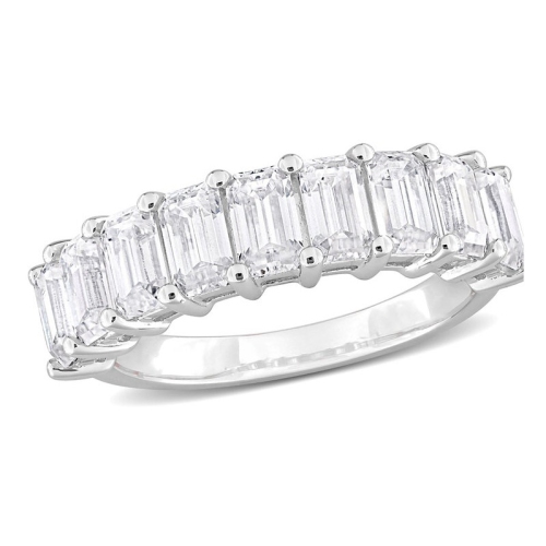 GEM AND HARMONY  2.70 Carat (Ctw) Lab-Created Octagon Moissanite Anniversary Band Ring In Sterling In Silver