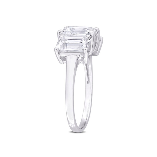 3.75 Carat Lab-Created Three-Stone Moissanite Engagement Ring in Sterling Silver