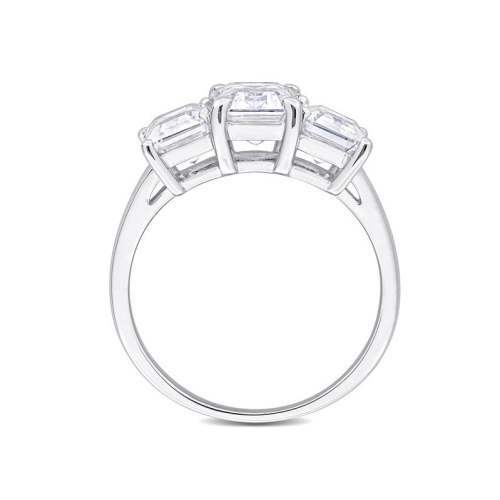 3.75 Carat Lab-Created Three-Stone Moissanite Engagement Ring in Sterling Silver