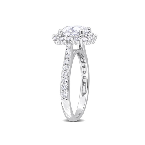 2.71 Carat Lab-Created Halo Moissanite Engagement Ring in Sterling Silver