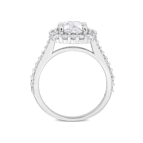 2.71 Carat Lab-Created Halo Moissanite Engagement Ring in Sterling Silver