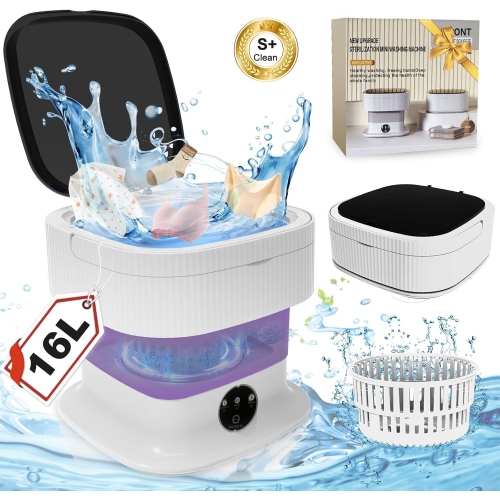 Petite laveuse portative Petit – Laveuse portative 16&nbsp;L avec fonction d'essorage, mini laveuse Lavadora Portatil pliable, Petite laveuse