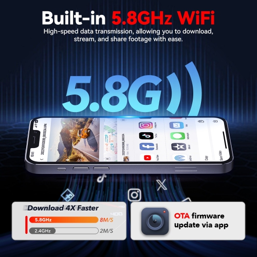 REDTIGER A4 Dash Cam Front and Rear 4K Dash Cam, 5.8GHz WiFi, Touch Screen