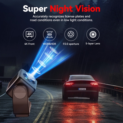 REDTIGER A4 Dash Cam Front and Rear 4K Dash Cam, 5.8GHz WiFi, Touch Screen