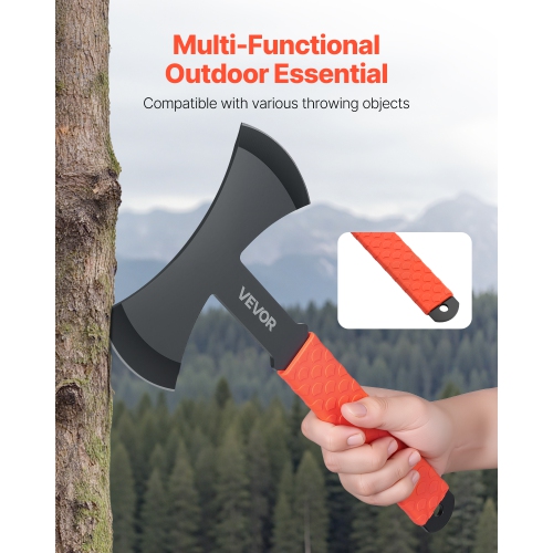 VEVOR 3 Pack Throwing Axes and Tomahawks, 11.9 in Double Bit Axe Hatchet Set, Stainless Steel Head, Non-Slip TPR Handle, with Black Nylon Sheath, for