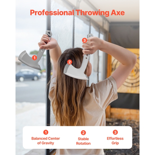 VEVOR 3 Pack Throwing Axes amd Tomahawks, Handle with Wrench and Bottle Opener, Stainless Steel, Black Nylon Sheath, for Recreation Competition