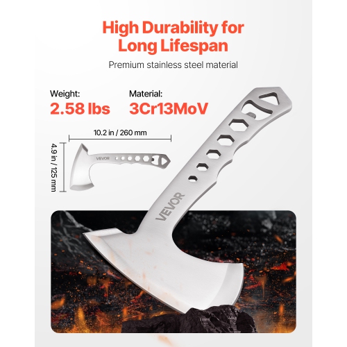 VEVOR 3 Pack Throwing Axes amd Tomahawks, Handle with Wrench and Bottle Opener, Stainless Steel, Black Nylon Sheath, for Recreation Competition