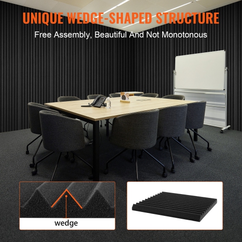 VEVOR 52 Pack Acoustic Foam Panels, 12 x 12 x 1 in, High Density Soundproof, Fire-Resistant Acoustic Panels, Sound Dampening Absorbing Panels for