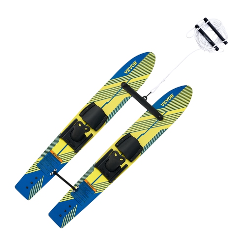 VEVOR 46 inch Water Skis, Water Ski Trainers with X-7 Adjustable Bindings, Double-Handle Rope & Removable Stabilizing Bar, Training Waterskis Combo