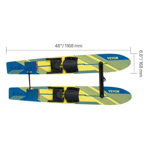 VEVOR 46 inch Water Skis, Water Ski Trainers with X-7 Adjustable Bindings, Double-Handle Rope & Removable Stabilizing Bar, Training Waterskis Combo