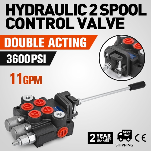 VEVOR 11gpm Hydraulic Valve 2 Spool Hydraulic Joystick Control Valve Hydraulic Directional Control Valve Double Acting for Tractors Loaders Tanks