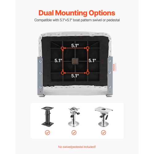 VEVOR Boat Seat, Low Backrest, Folding Fishing Boat Seat with Thickened Sponge Cushion & Waterproof PVC Leather, Aluminum Alloy Hinges, Flip Up Boat