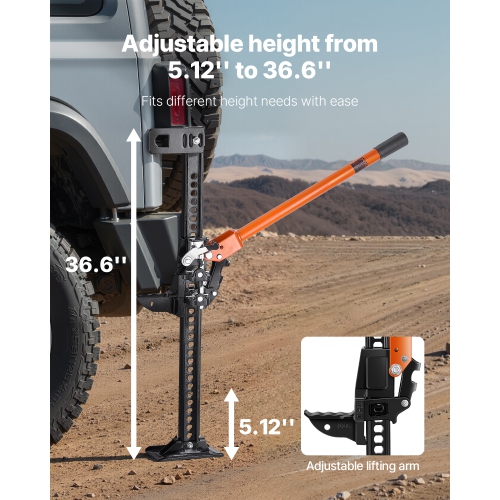 VEVOR 42" Farm Jack,Utility High Lift Farm Jack, 3.18 Ton Capacity Ratcheting Off Road Utility Jacks, Heavy-Duty Lift Jacks with 5.12"-36.6" Lifting