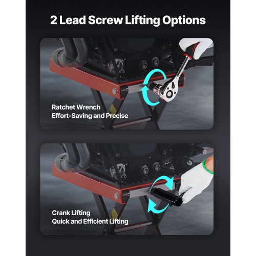 VEVOR Motorcycle Lift, 1200lbs Weight Capacity, Wide Deck Motorcycle Scissor Jack, 4.1-15 in Height Range, Heavy Duty Steel Bike Repair Center Stand