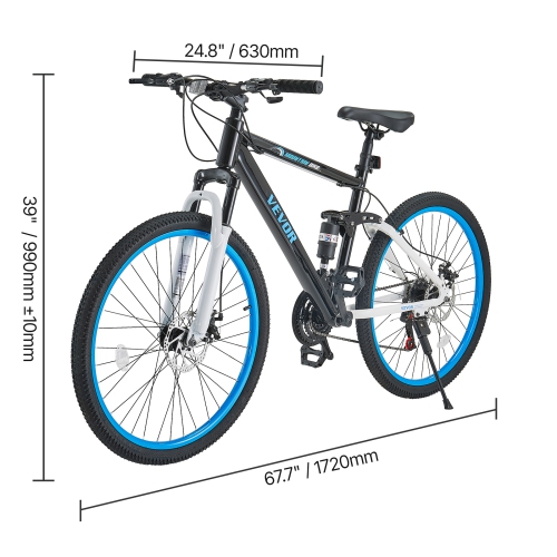 VEVOR 26 inch Mountain&nbsp;Bike,MTB&nbsp;Bicycle&nbsp;with&nbsp;Full&nbsp;Dual&nbsp;Suspension,&nbsp;21