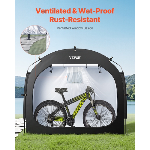 VEVOR 3 to 4 Bike Storage Tent,Bikes, Outdoor Spacious Bike Storage Tent with Ventilated Window, Waterproof Easy-to-Install Bike Tent with High