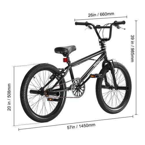 VEVOR 20-Inch BMX Bike, Wheel Freestyle Bike, BMX Race Bike with 360° Rotor and 4 Pegs, Beginner-Level BMX to Advanced Riders, BMX Bicycles for Men
