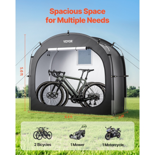 VEVOR 1 to 2 Bike Storage Tent, Bikes, Outdoor Spacious Bike Storage Tent with Ventilated Window, Waterproof Easy-to-Install Bike Tent with High