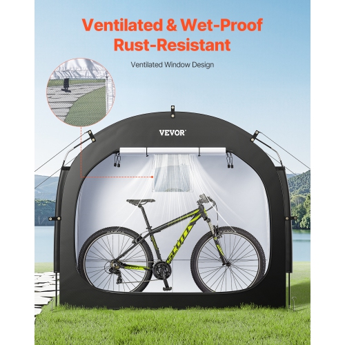 VEVOR 1 to 2 Bike Storage Tent, Bikes, Outdoor Spacious Bike Storage Tent with Ventilated Window, Waterproof Easy-to-Install Bike Tent with High