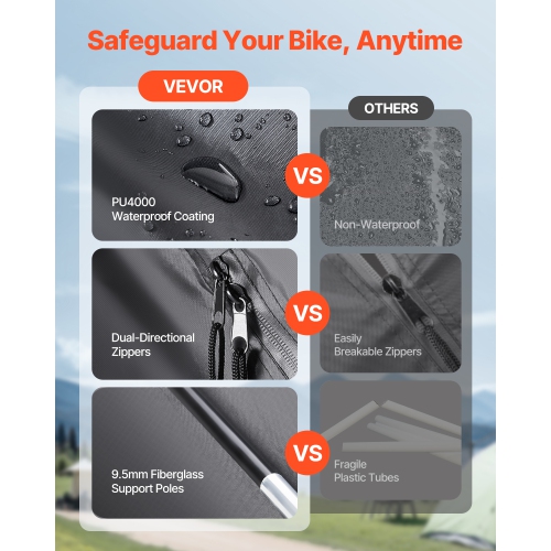 VEVOR 1 to 2 Bike Storage Tent, Bikes, Outdoor Spacious Bike Storage Tent with Ventilated Window, Waterproof Easy-to-Install Bike Tent with High