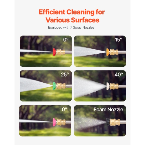 VEVOR 21 ft Pressure Washer Telescoping Wand, 4000 psi, with Power Washer Extension Wands, Gutter Cleaner, Brush Head, Pivoting Coupler, 7 Spray