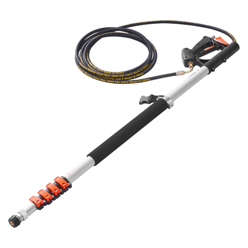VEVOR 18 ft Pressure Washer Telescoping Wand, 4000 psi, with Power Washer Extension Wands, Gutter Cleaner, Brush Head, 5 Spray Nozzle Tips, Adapter