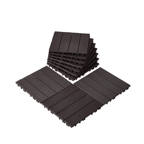 VEVOR  10 Pack Interlocking Deck Tiles, 12"x12" 10 Sq. Ft Plastic Waterproof Outdoor Flooring, Patio Floor Decking Covering Tiles for Porch Poolside