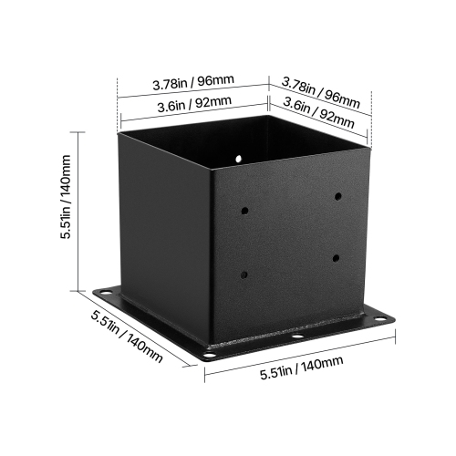 VEVOR 4x4 Post Base 4 Pcs, Inner Size 3.6x3.6 inch / 92x92 mm Post Brackets, Heavy Duty Carbon Steel Decking Posts, Wood Posts Brackets for Pavilion