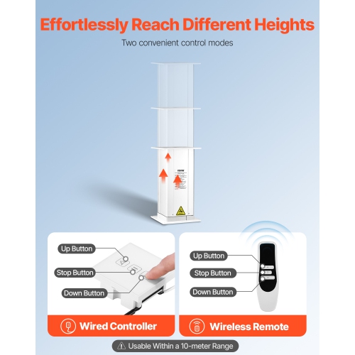 VEVOR 176 lbs Electric Lifting Column System, 14.2-31.1 in Height Range, Three-stage Adjustable Desk Column, Telescopic Table Leg, Comes with