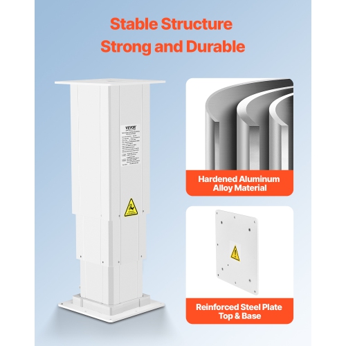 VEVOR 176 lbs Electric Lifting Column System, 14.2-31.1 in Height Range, Three-stage Adjustable Desk Column, Telescopic Table Leg, Comes with