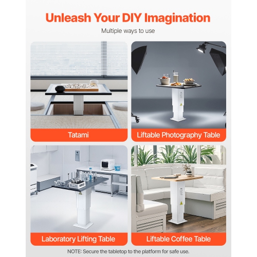 VEVOR 176 lbs Electric Lifting Column System, 14.2-31.1 in Height Range, Three-stage Adjustable Desk Column, Telescopic Table Leg, Comes with