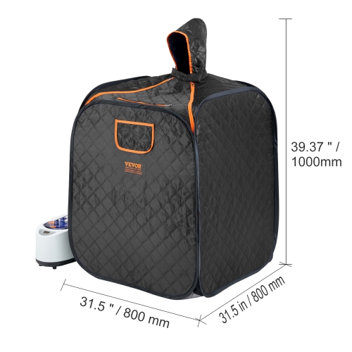 VEVOR Portable Personal Steam Sauna Spa Tent with 1200 Watt Steam Generator, with Chair & Storage Bag, Home Therapeutic Sauna Blanket for Time &