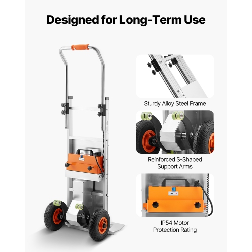 VEVOR 440lbs Electric Stair Climbing Dolly, Electric Stair Climbing Hand Trucks with 157.5in Rope & Extendable Handle, Heavy Duty Stair Climber for